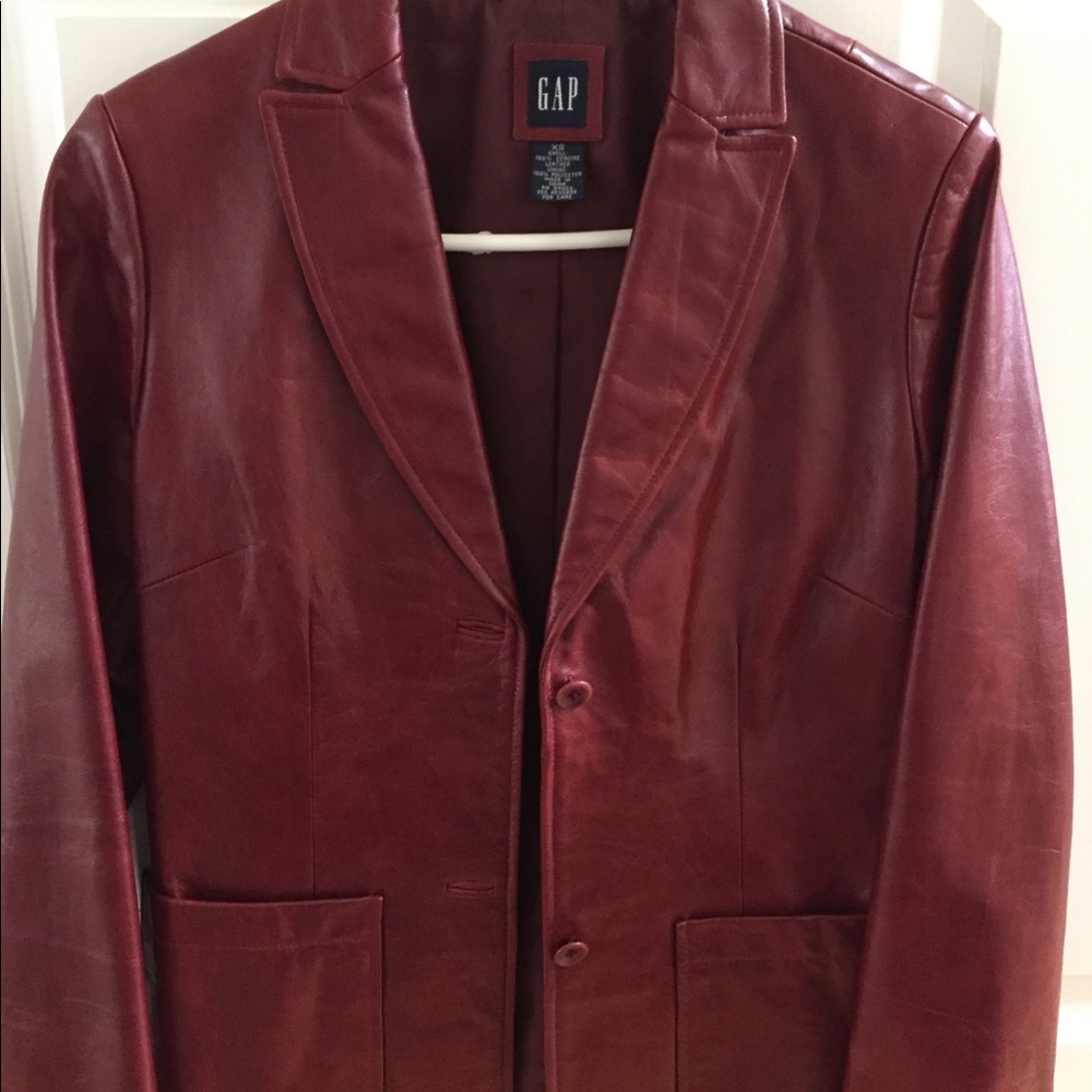 Gap red leather blazer